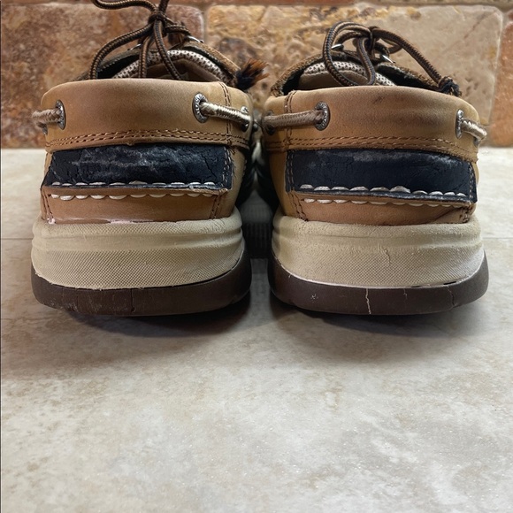 Sebago Helmsman Dark Tan Leather Boat Shoes Men’s 8M Moc Toe Deck Casual Lace - Picture 7 of 16